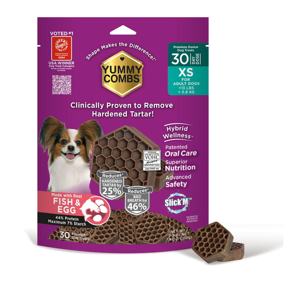 Yummy Combs packaging with honeycomb design shows 360-degree cleaning action.