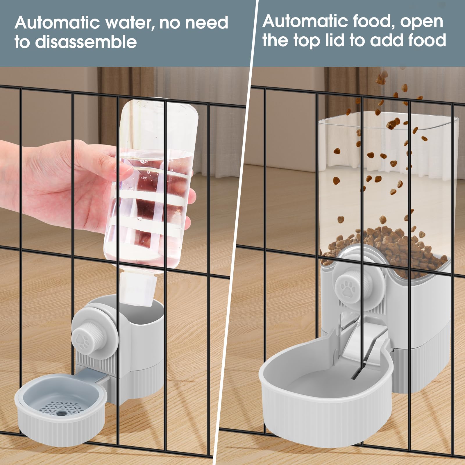Yummy Sam clear-design feeder for quick level checks.