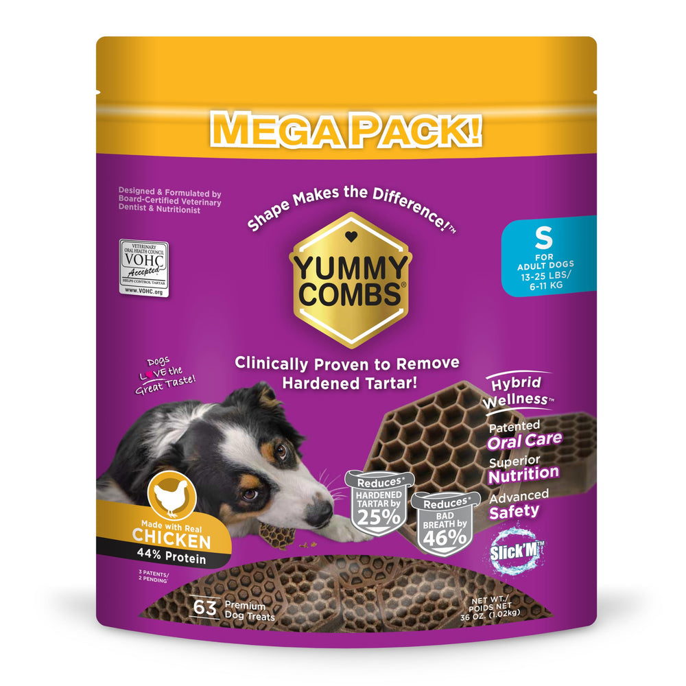 Yummy Combs 360-honeycomb-cleaning shows complete tooth coverage for fresher breath.