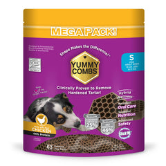 Yummy Combs 360-honeycomb-cleaning shows complete tooth coverage for fresher breath.