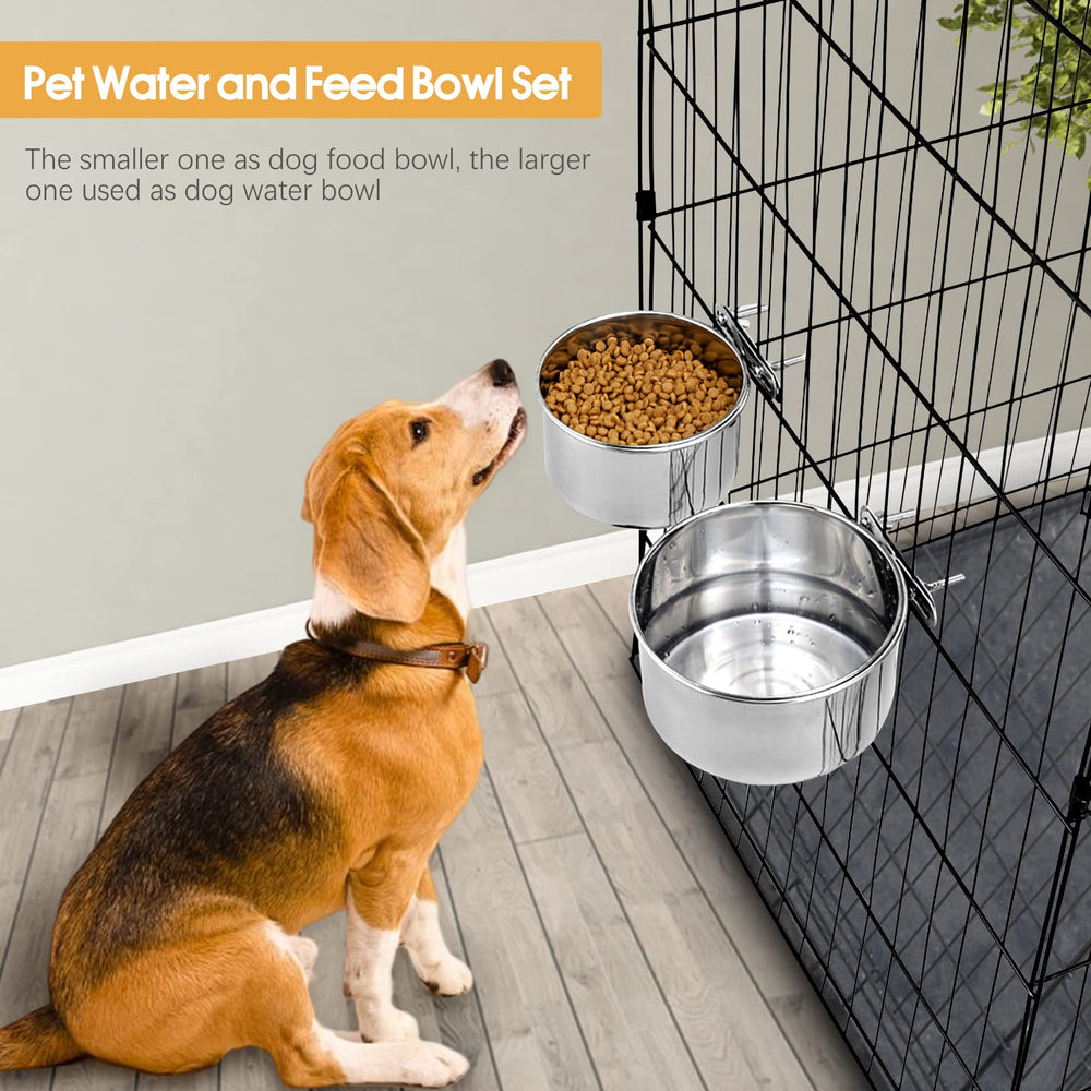 Yummy Sam kennel mount system securing bowls to crates for stable feeding.