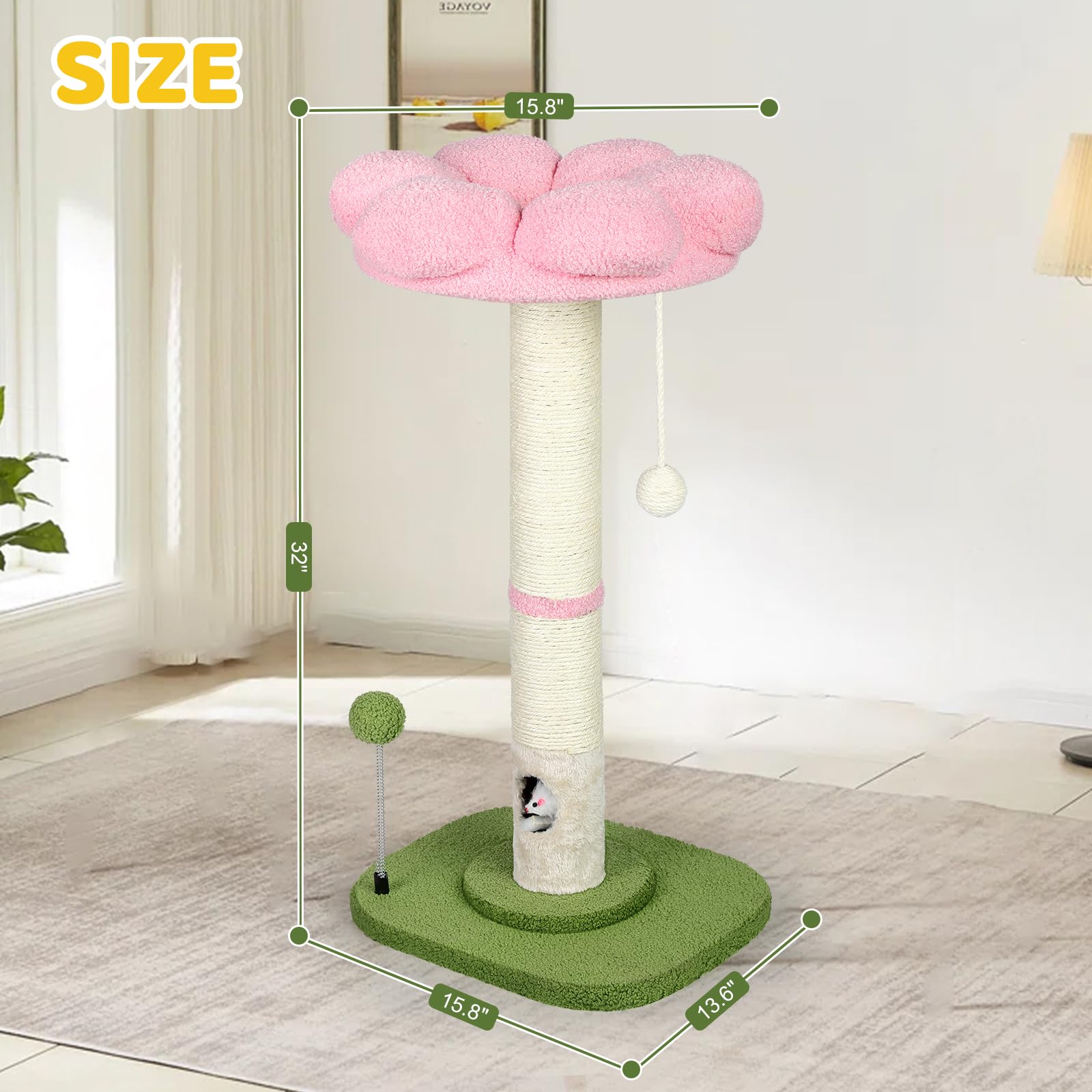 Yungaspy spring toy on the cat tree stimulates playful engagement
