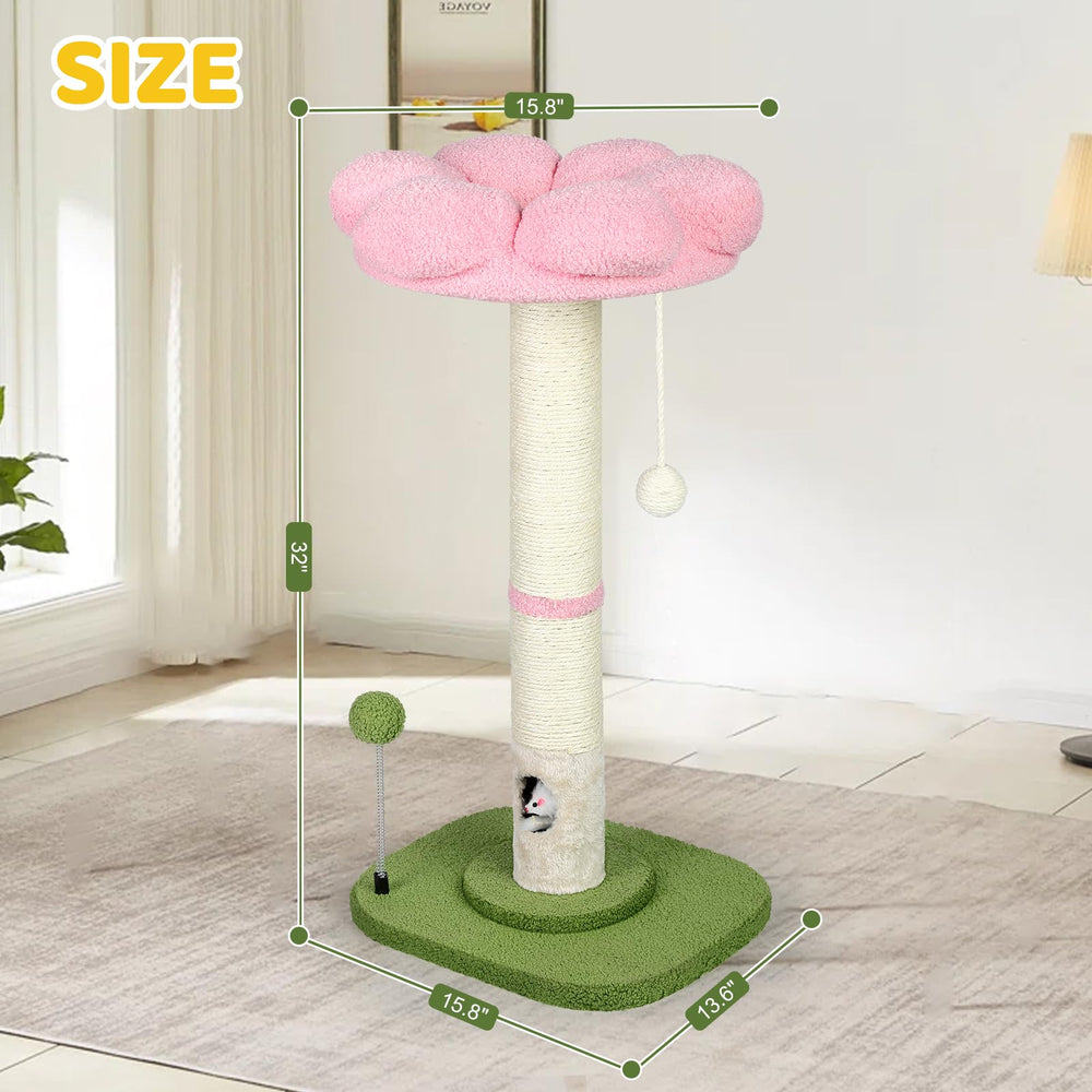 Yungaspy spring toy on the cat tree stimulates playful engagement