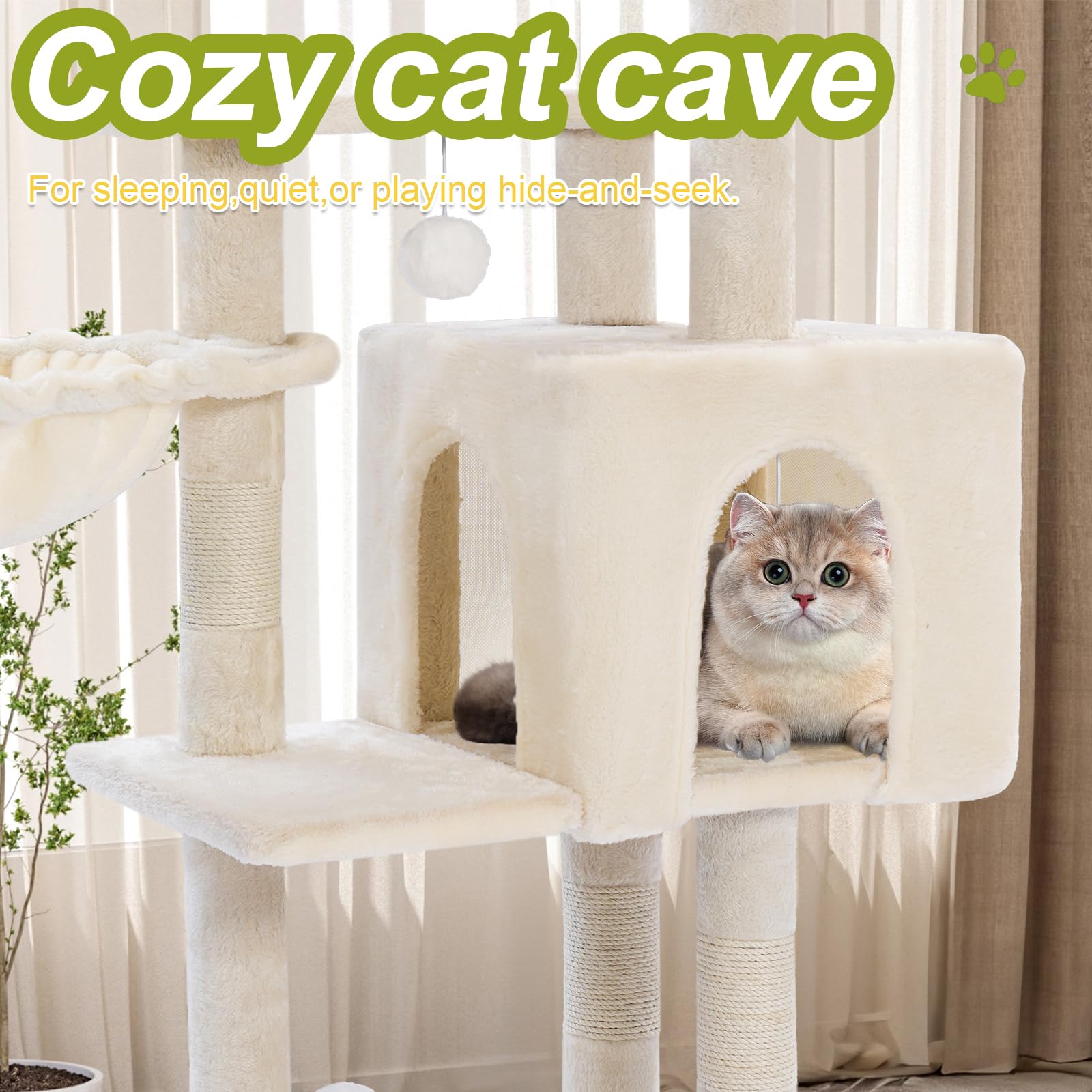 Extra large base on Yungaspy cat tree enhances overall stability during jumps.