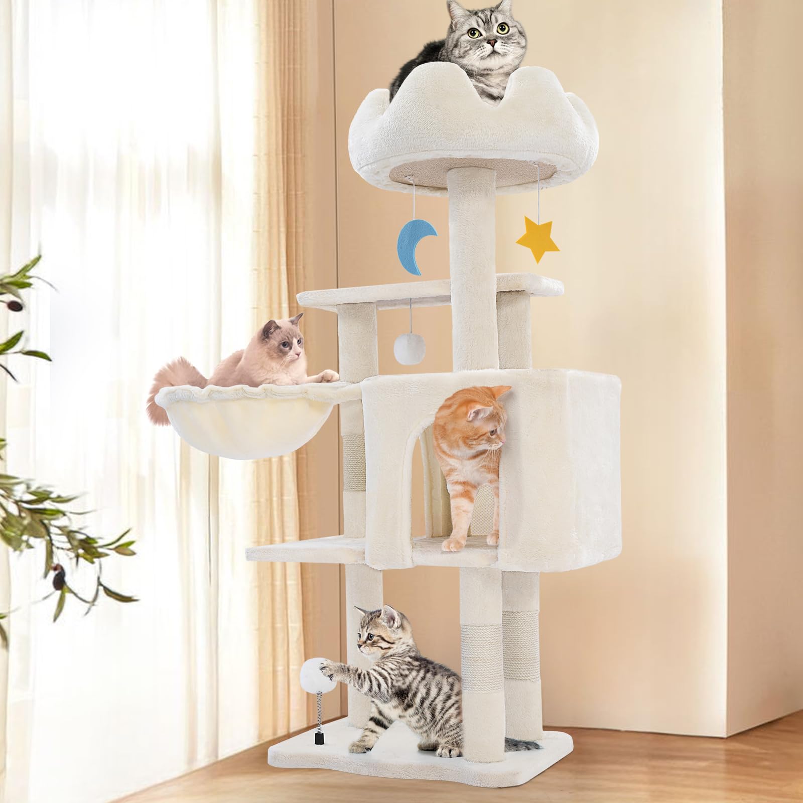 Soft plush fabric on Yungaspy tower provides a comfortable resting surface.