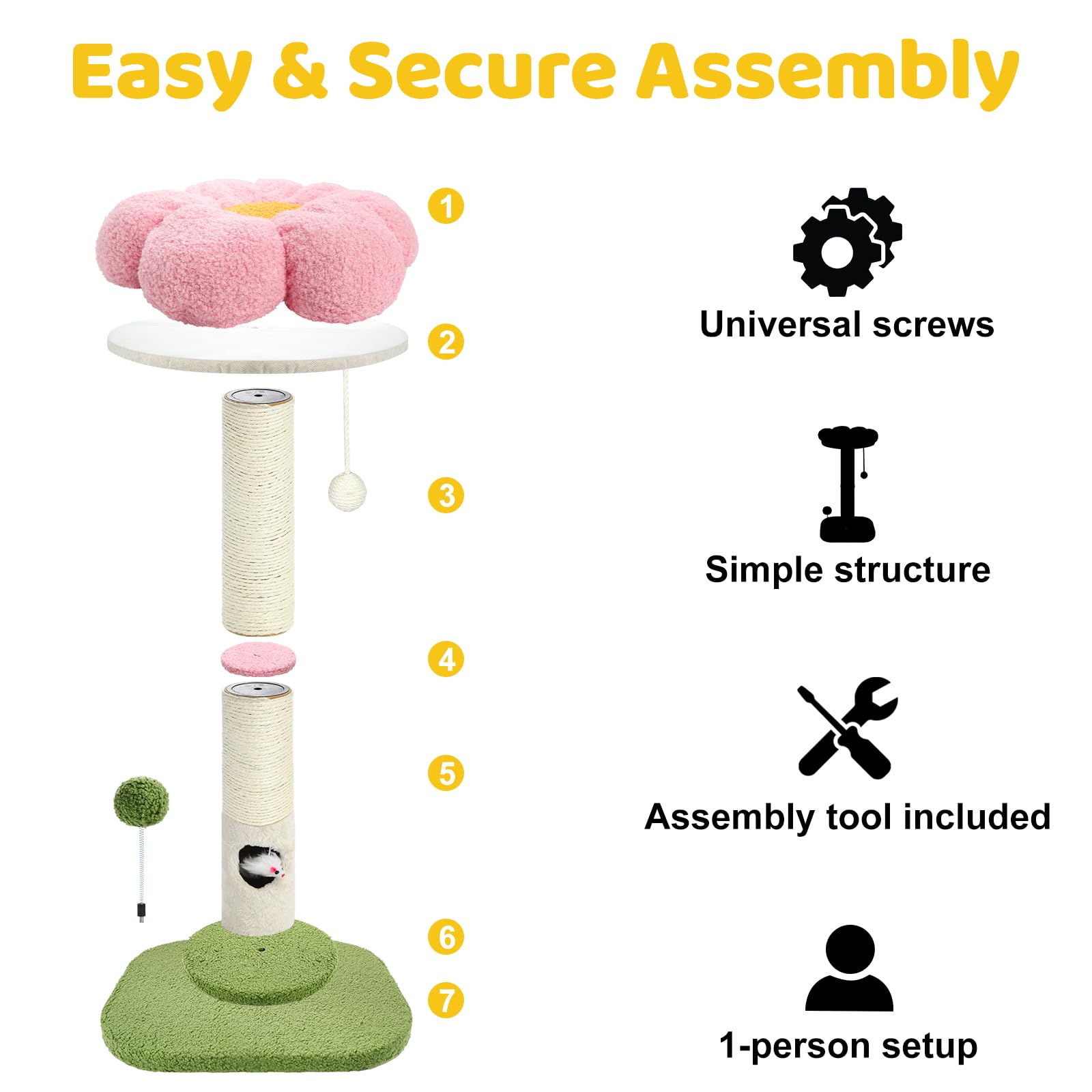 Yungaspy double-base cat tower enhances stability for active cats