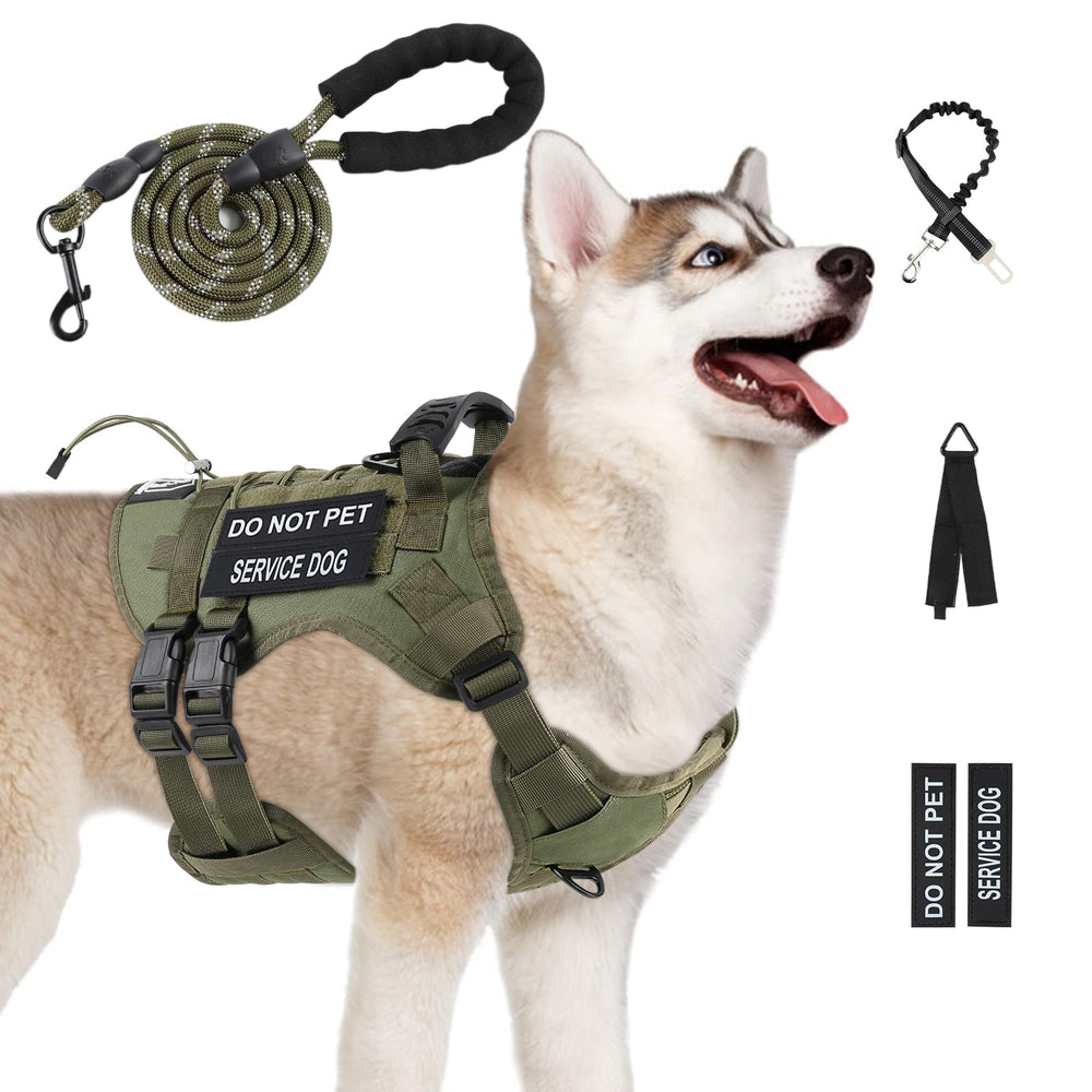 Yungaspy No Pull tactical dog harness green back clip for secure walks