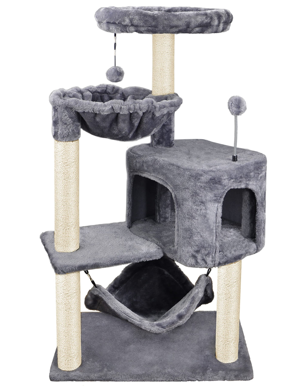 YUNIQUE Cat Tree base stability: sturdy foundation for safe climbing.