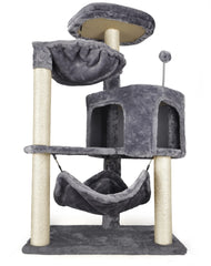 YUNIQUE Cat Tree condo with elevated view in grey.