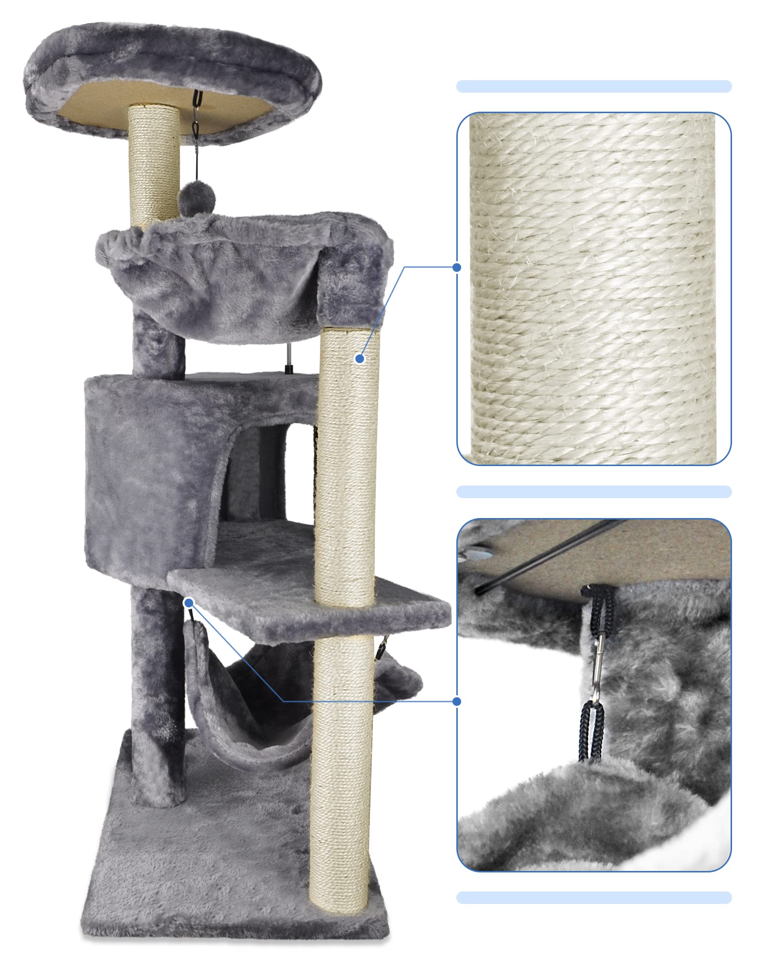 YUNIQUE Cat Tree removable washable hammock for cozy naps.