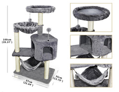 YUNIQUE Cat Tree hanging ball in grey for interactive play.