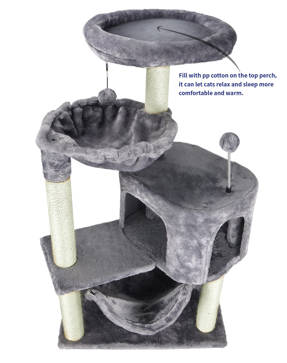 YUNIQUE Cat Tree round platform offers regal perching view.