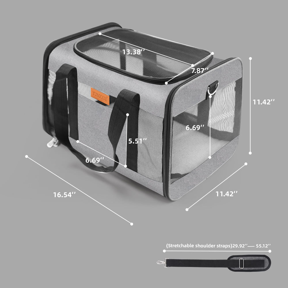YUNIQUE carrier worn as backpack, hands-free transport for small companions