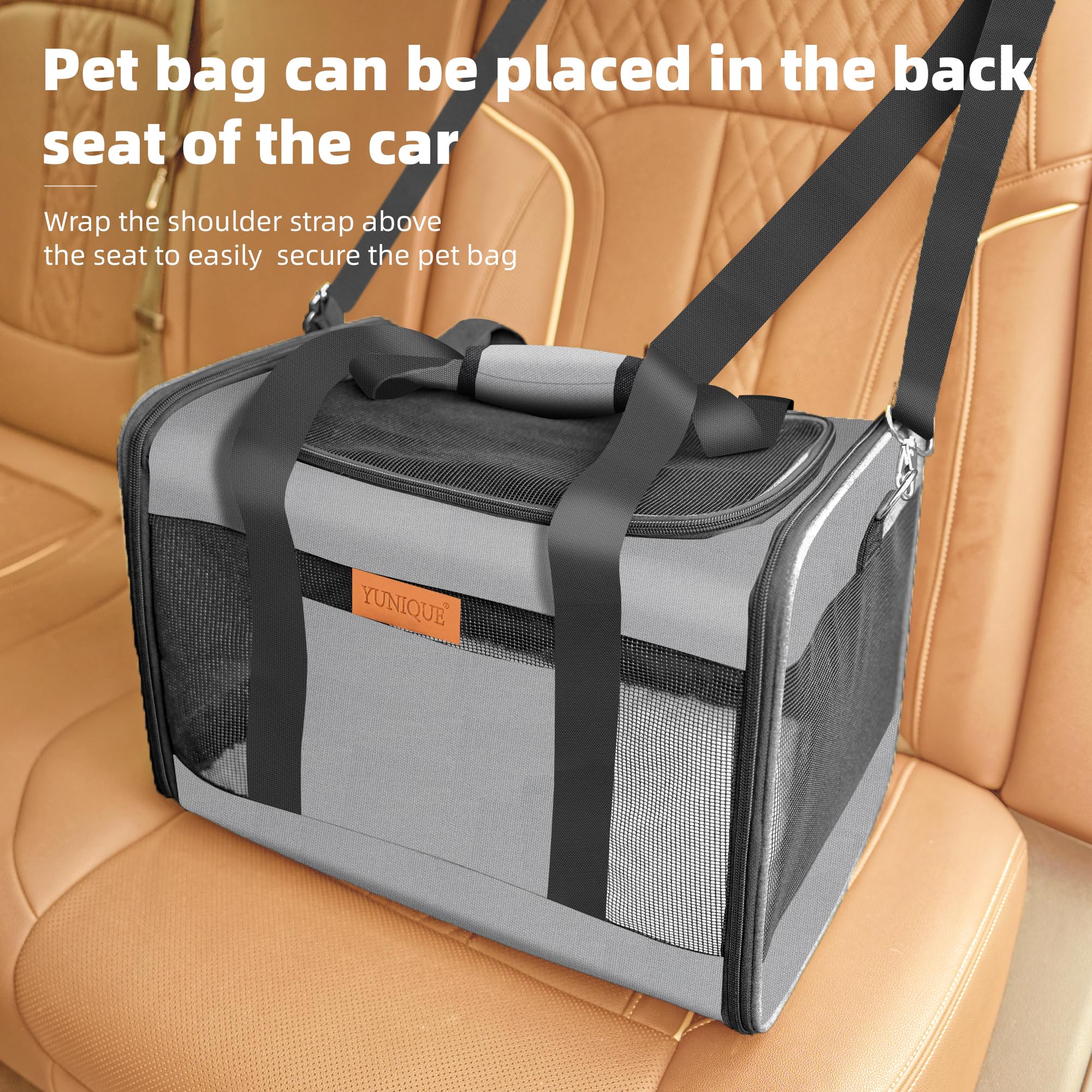 YUNIQUE grey soft-sided carrier with versatile use scenarios