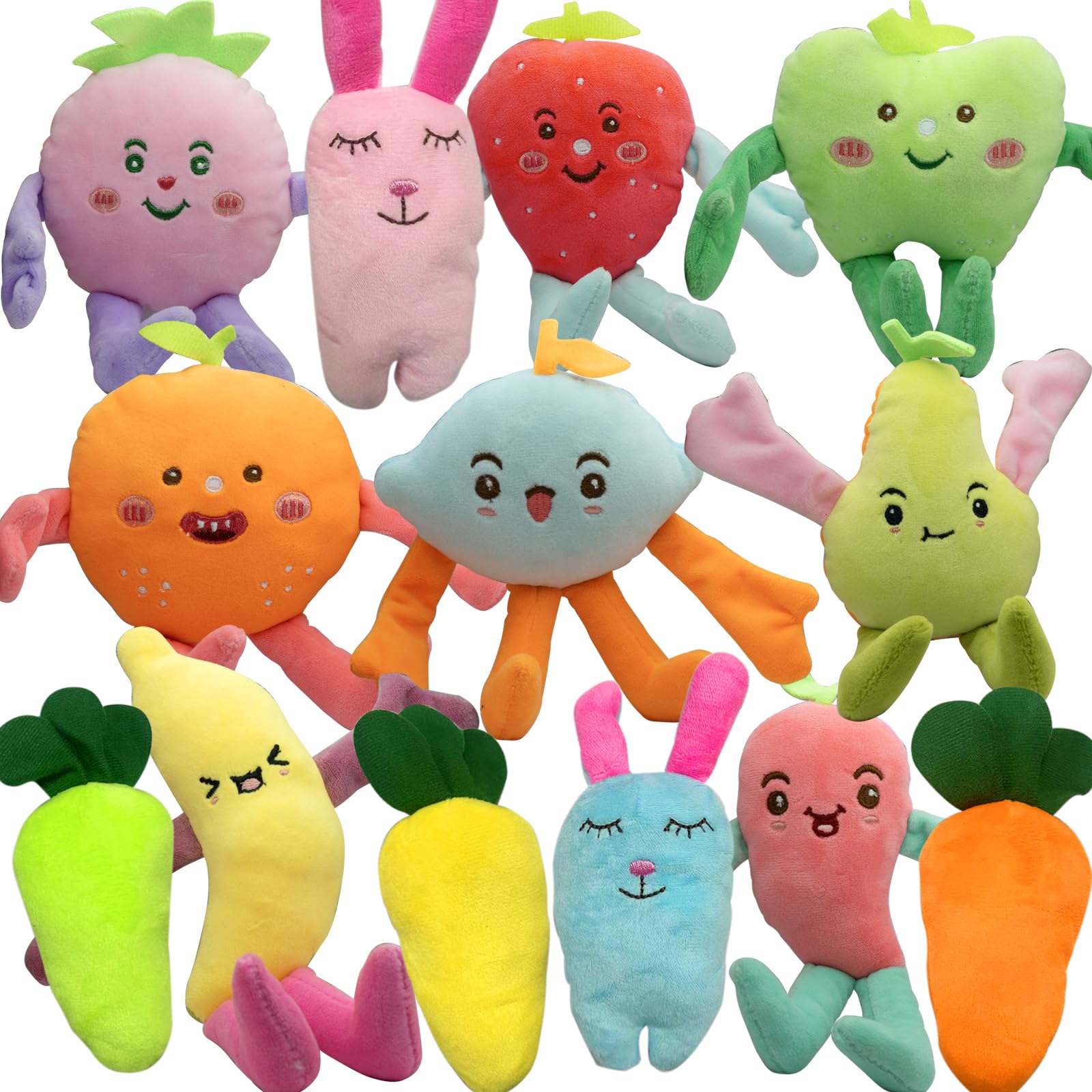 YUNKINGDOM cute carrot-fruit dog toy pack for small dogs, ideal for playful chewing.