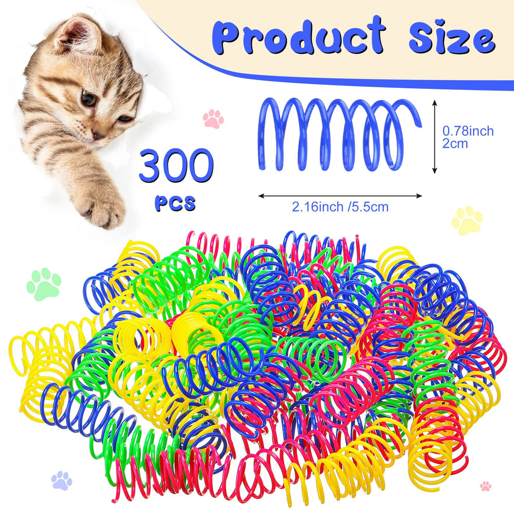 Close-up of elastic plastic cat spring showing durability and safe chew design