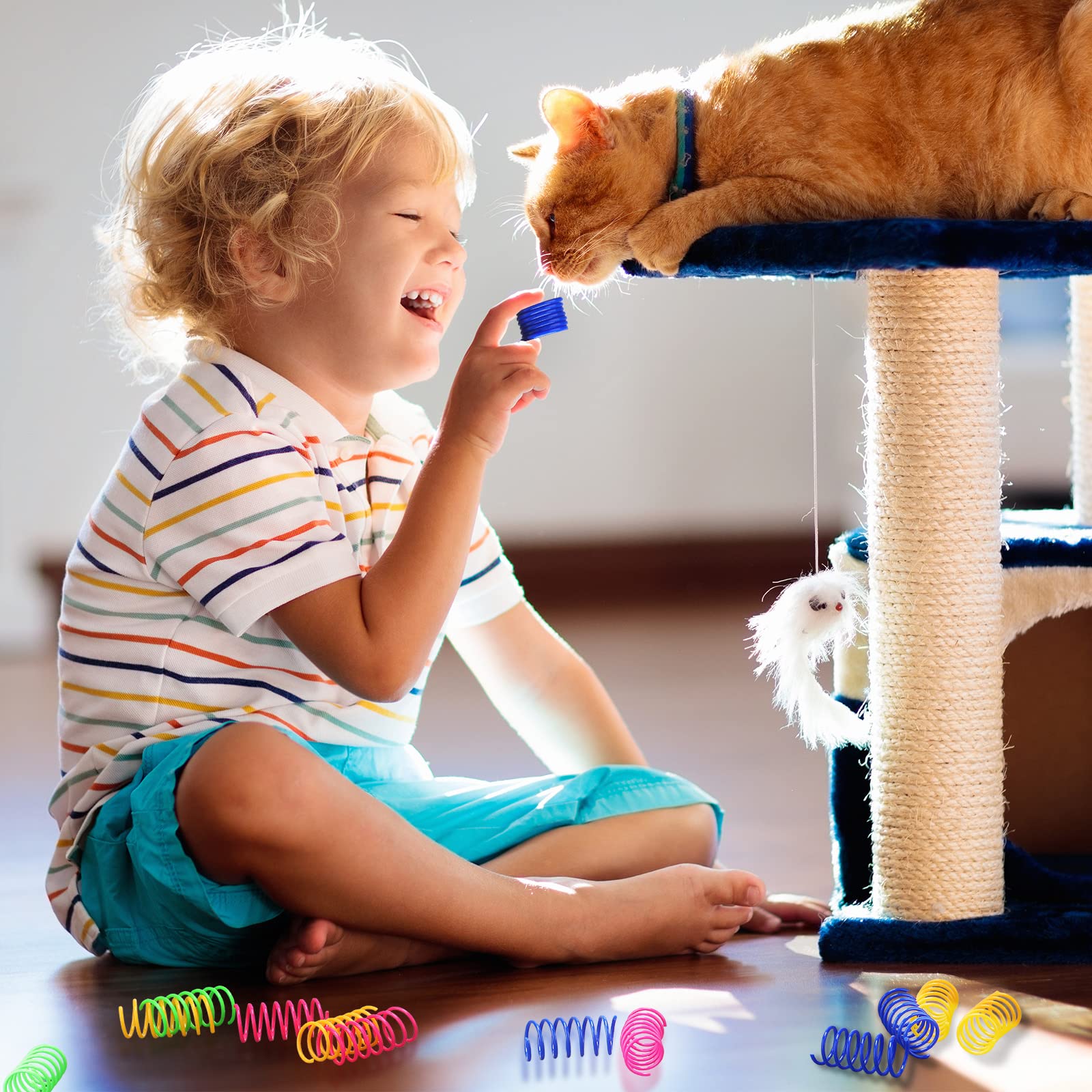 Gift-ready cat spring toy set for entertaining and relieving boredom