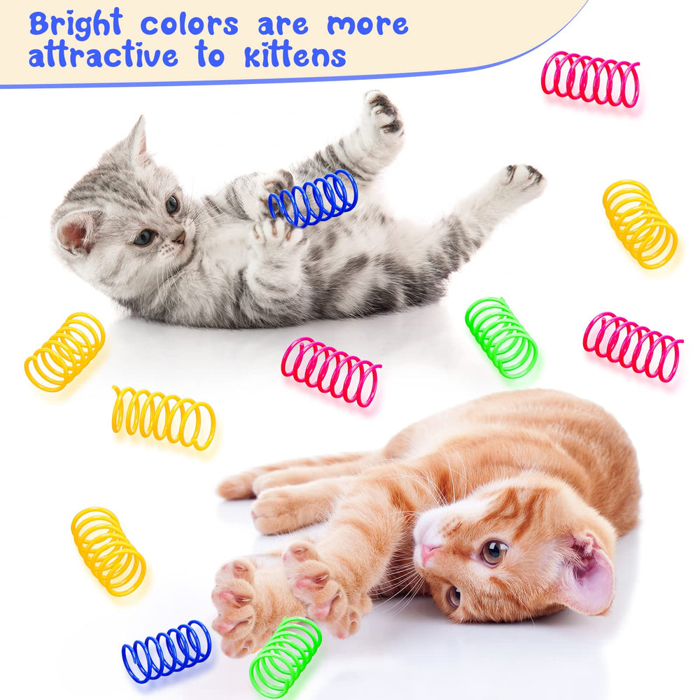 Elastic cat springs encourage bouncing, running and batting