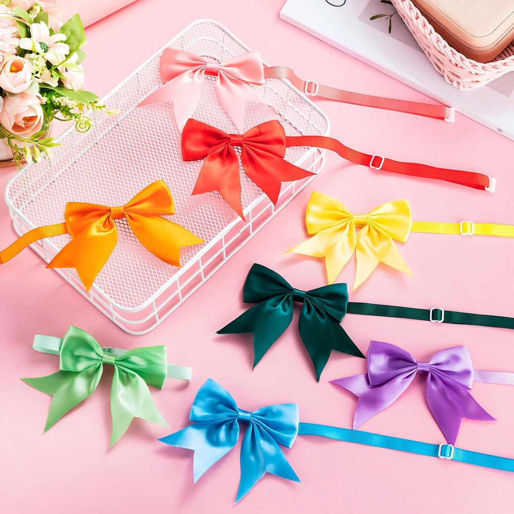 Yunsailing dog bow tie pink solid color for cute looks.