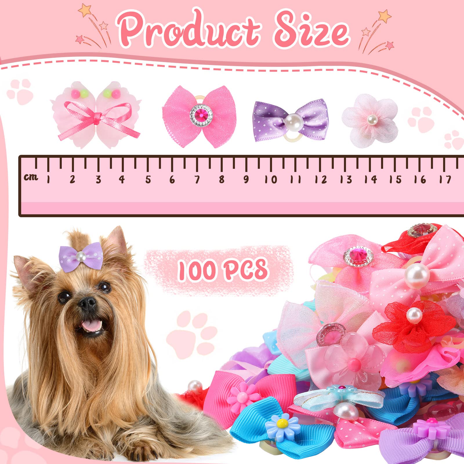 Yunsailing multicolor dog bows display eight styles for cute outfits