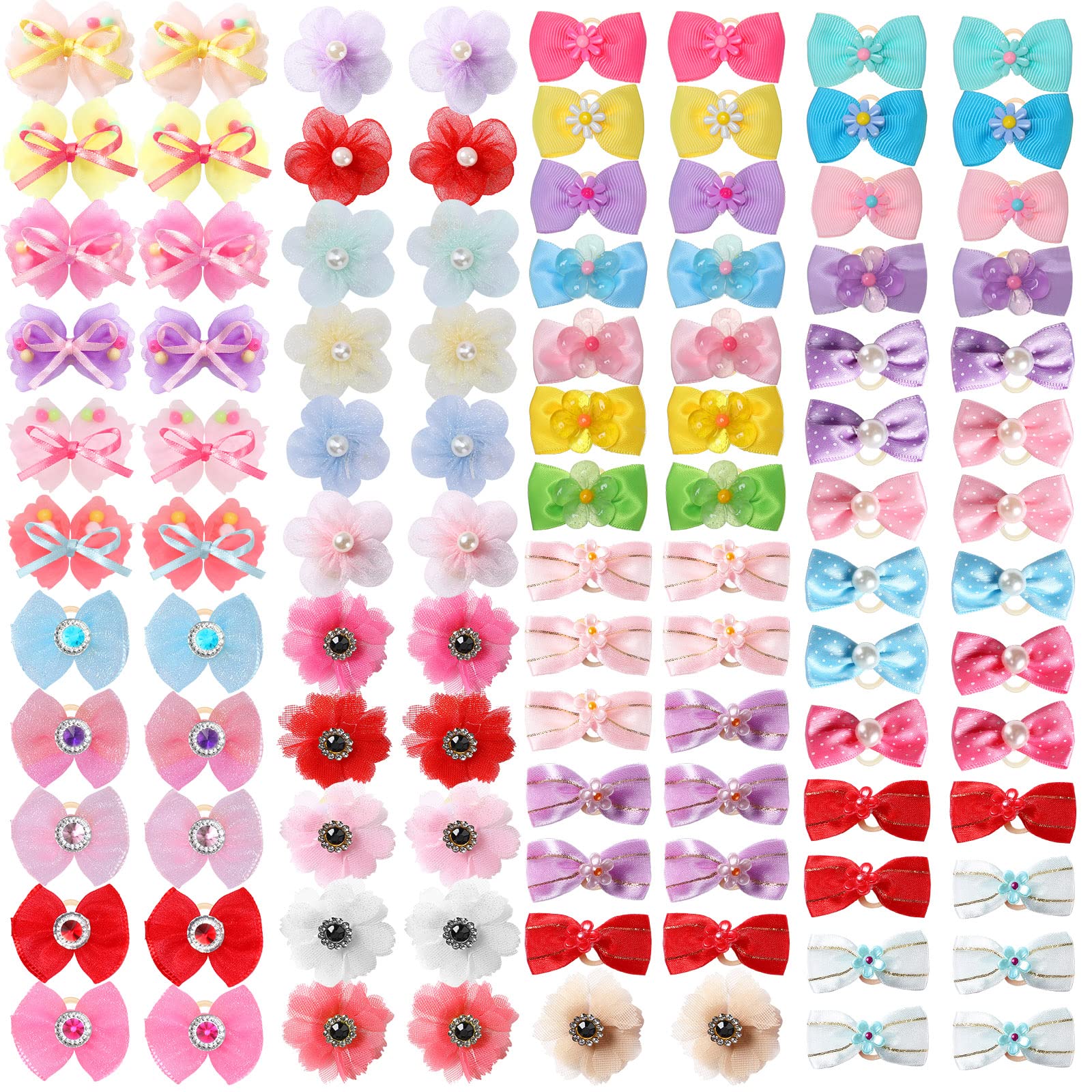 Yunsailing dog bows pack front view shows variety for daily wear