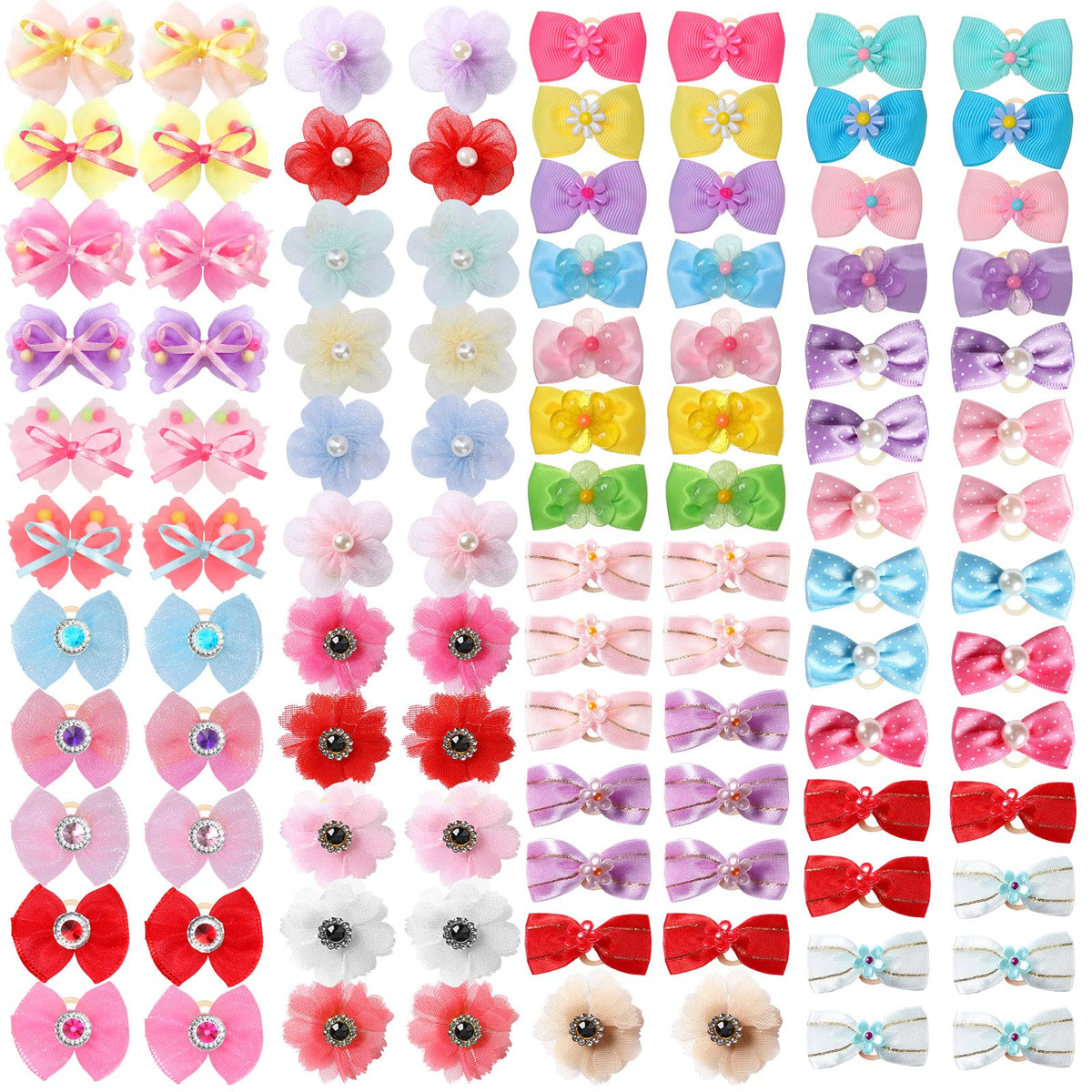 Yunsailing dog bows pack front view shows variety for daily wear