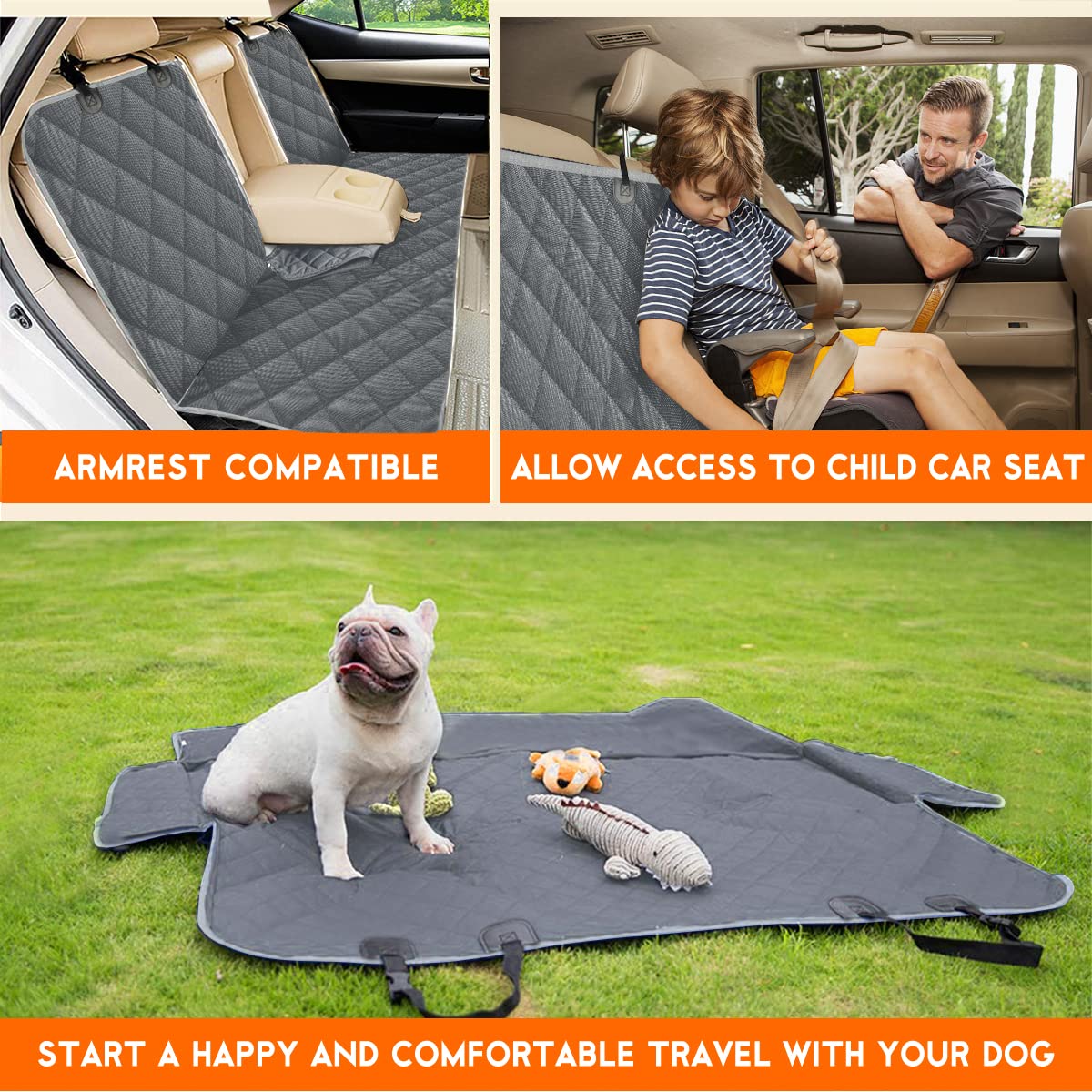 Yuntec dog car cover measures 53 by 47 inches for most cars