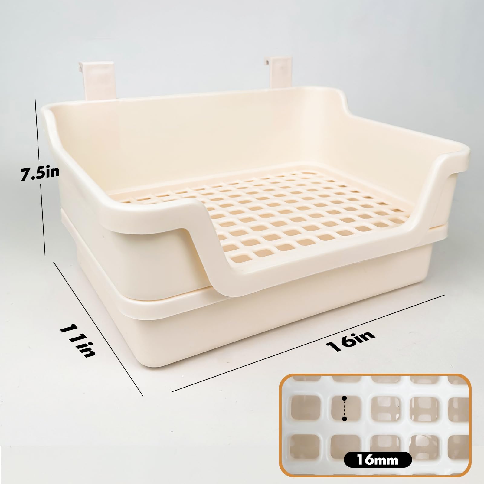 Deep tray rabbit litter box providing higher waste containment