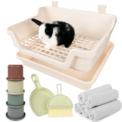 Yuoaes large rabbit litter box assembly showing two-part design for easy cleaning