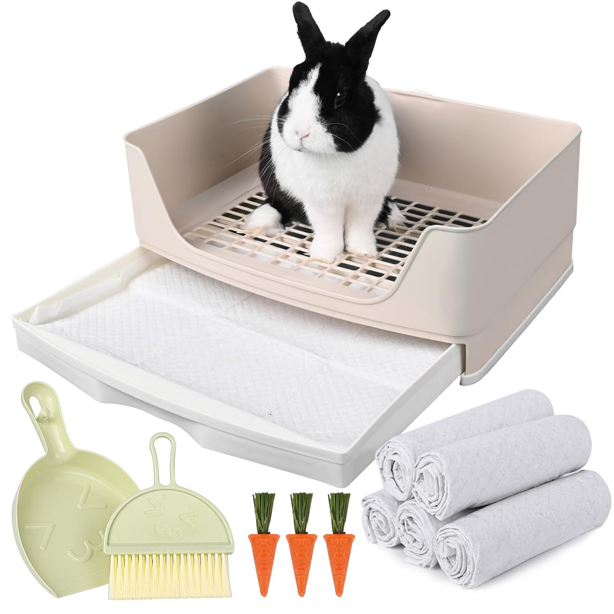 Yuoaes large rabbit litter box with drawer for easy cleanup