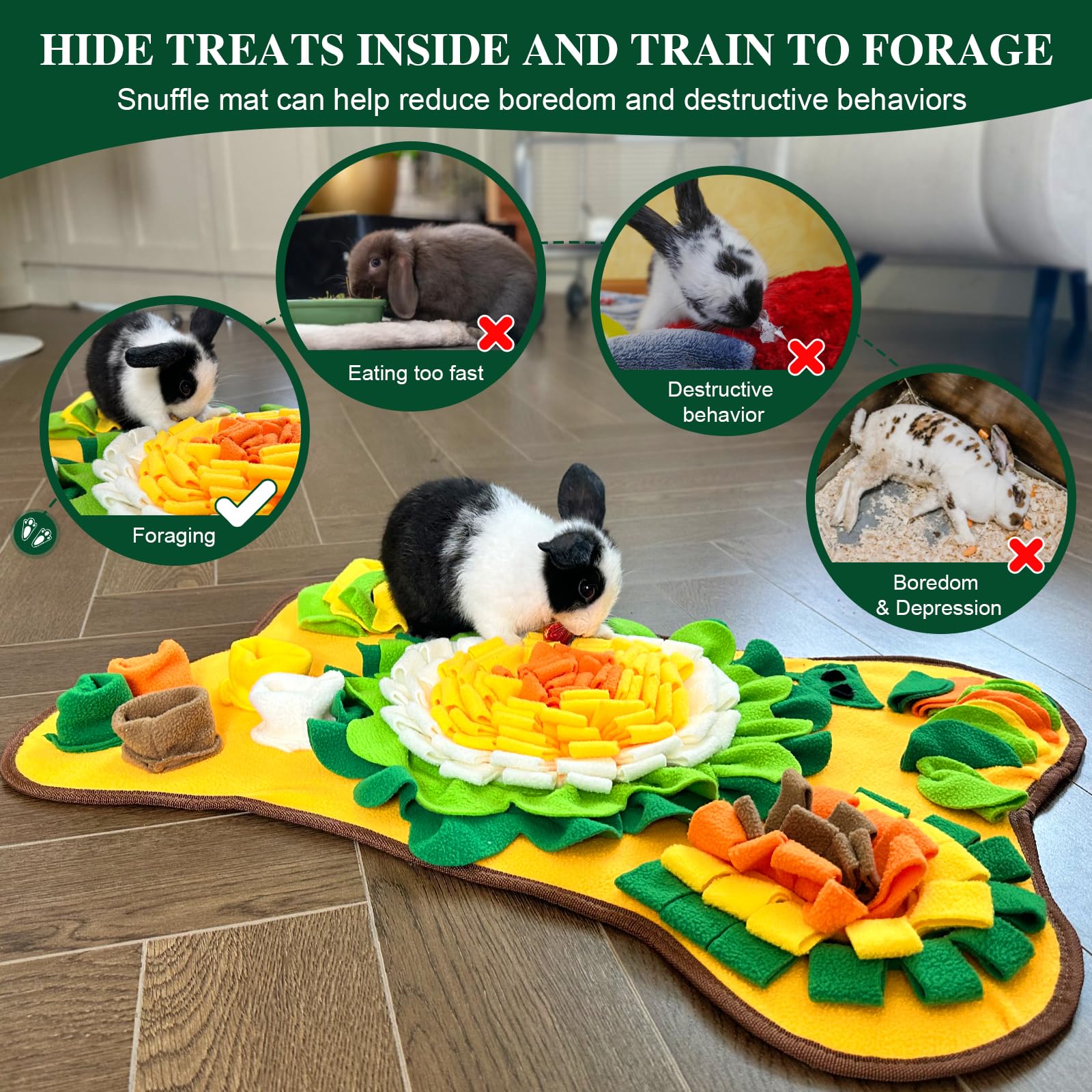 Non-slip base keeps Yuoaes snuffle mat in place during play