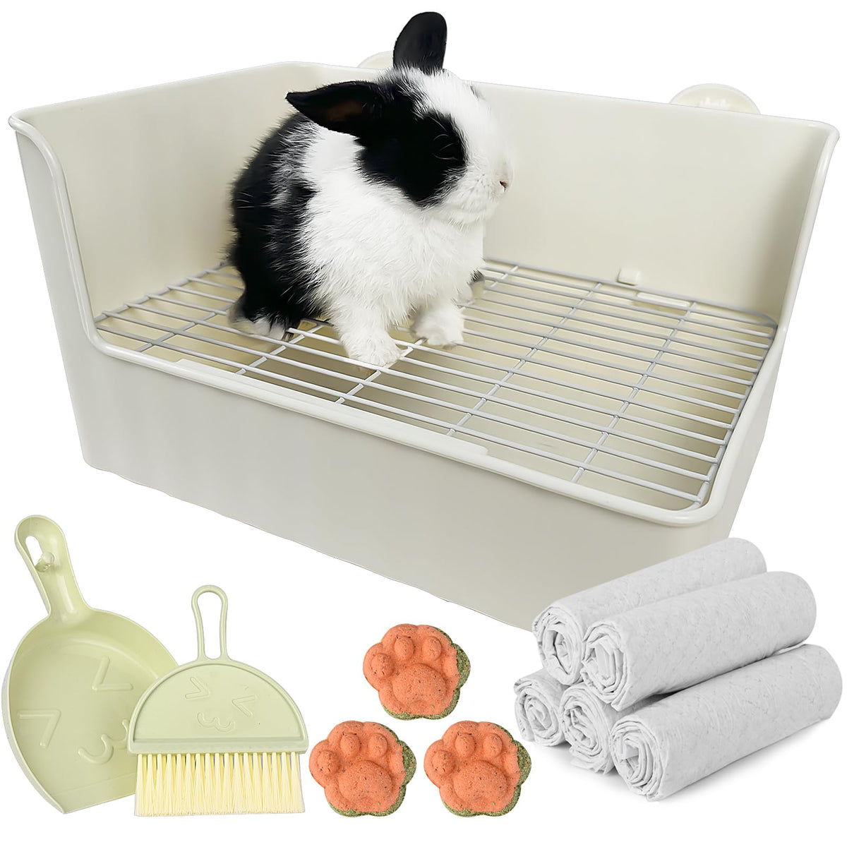 Yuoaes rabbit litter box compact design keeps cages tidy and space-efficient