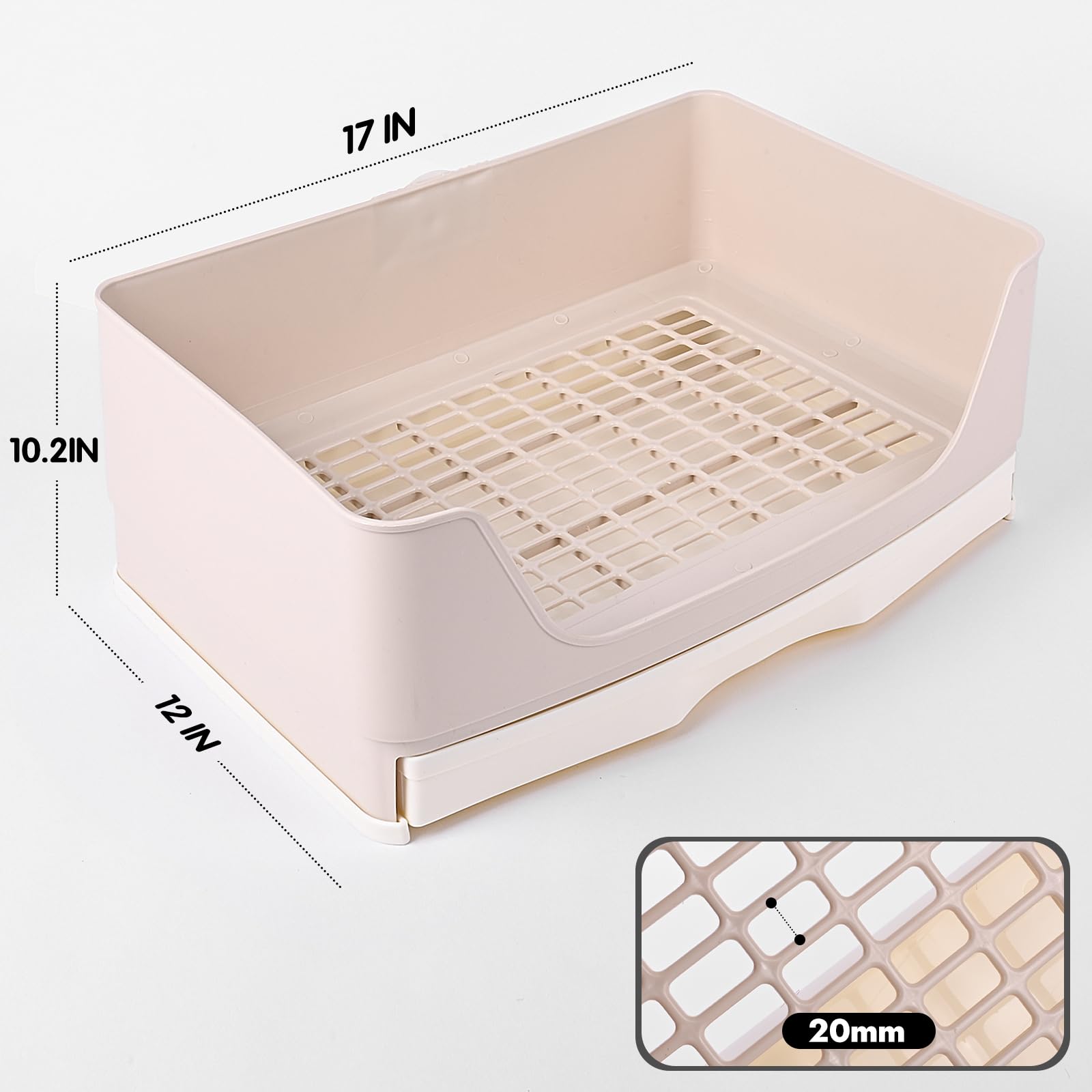 Yuoaes rabbit litter box grate design showing containment of waste