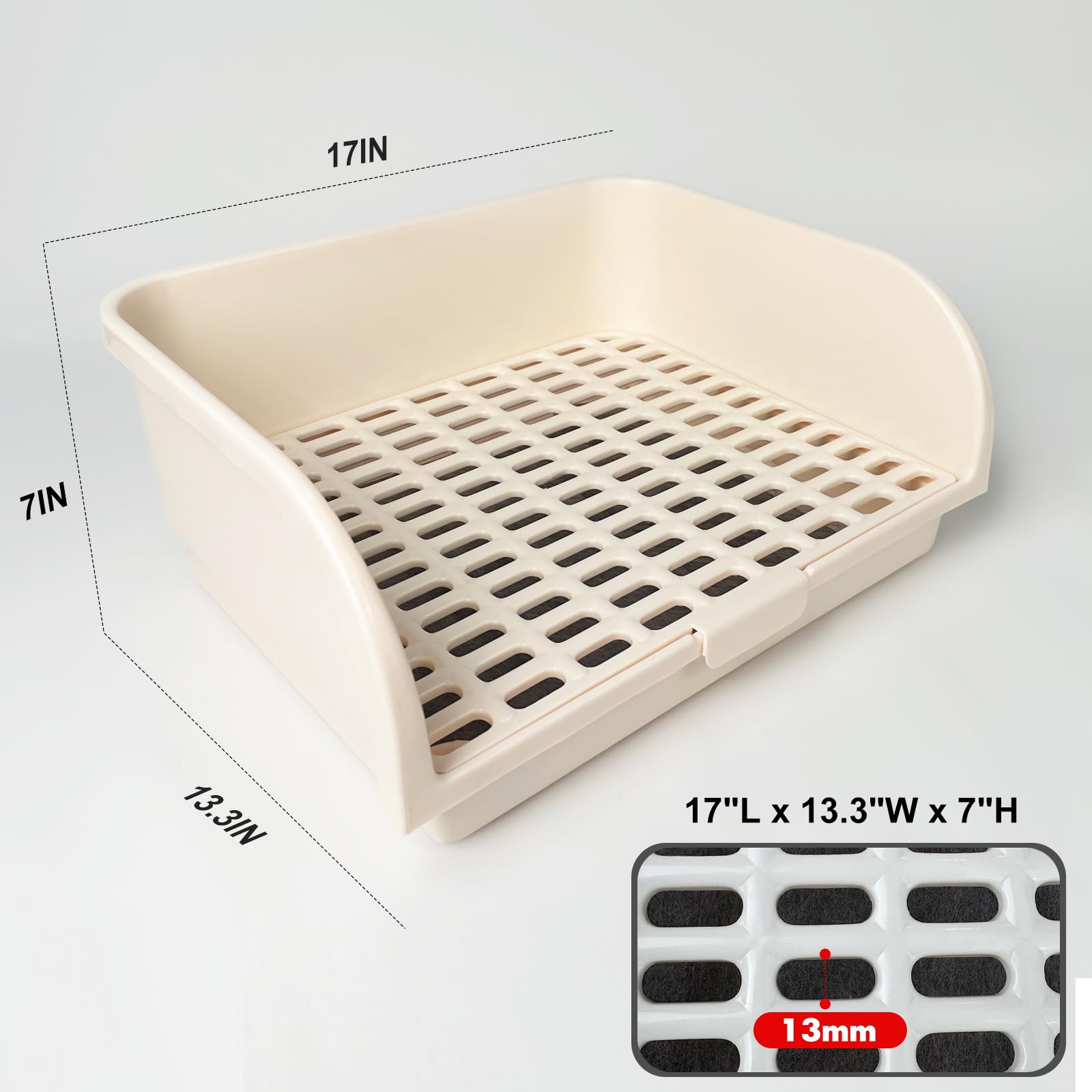 Yuoaes Rabbit Litter Box with high edges keeps urine inside and reduces splash.