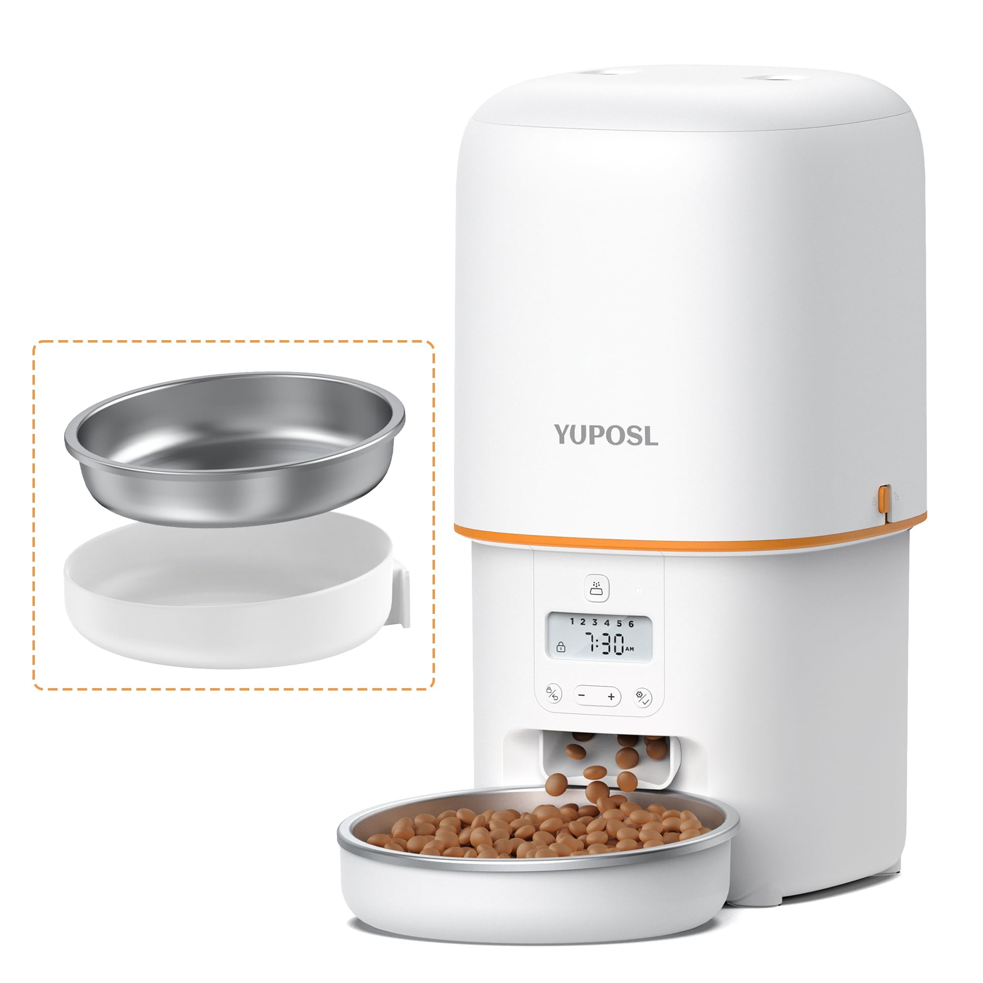 Yuposl automatic feeder front view with control panel for precise timing