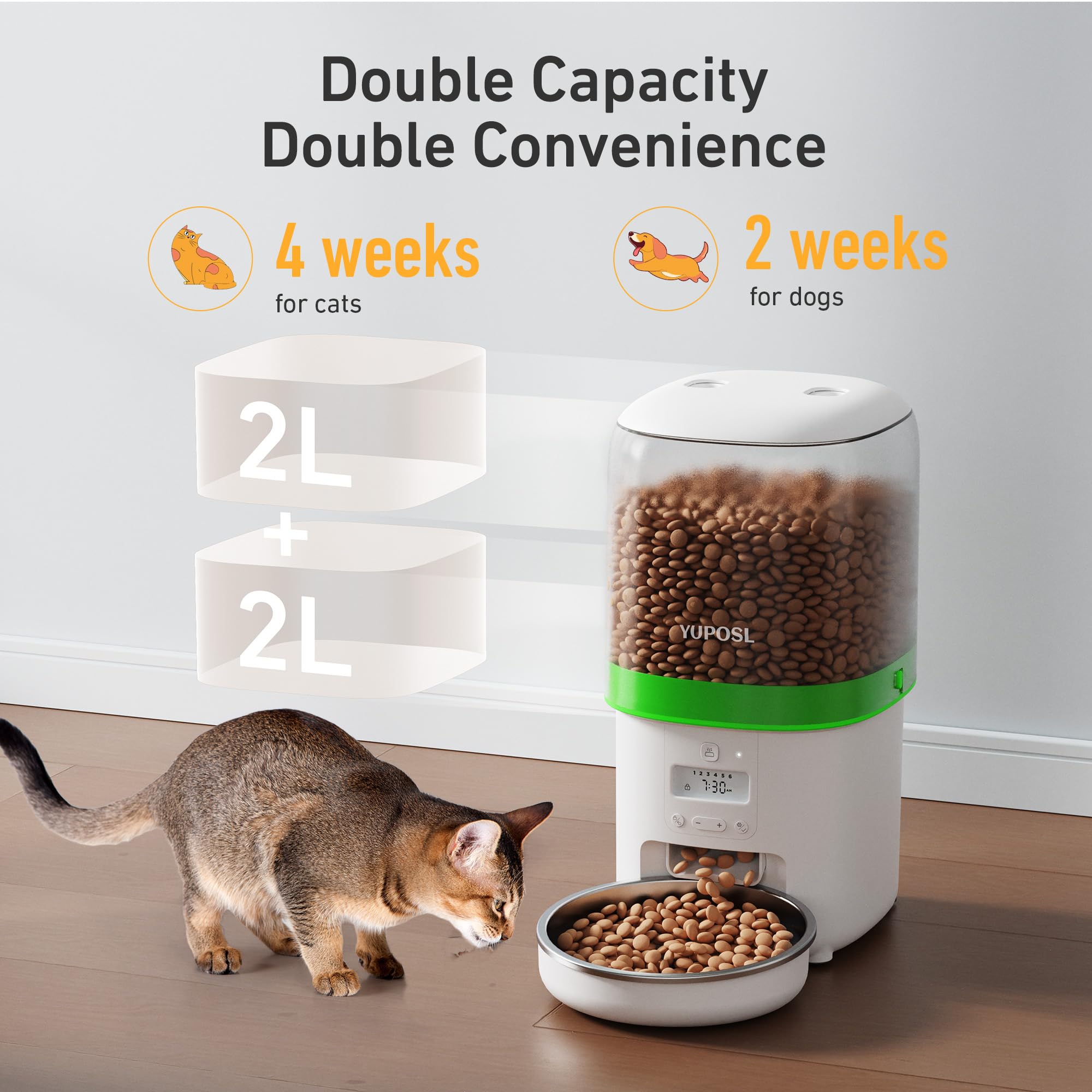 Yuposl feeder lid with desiccant bag preserves dry, fresh food
