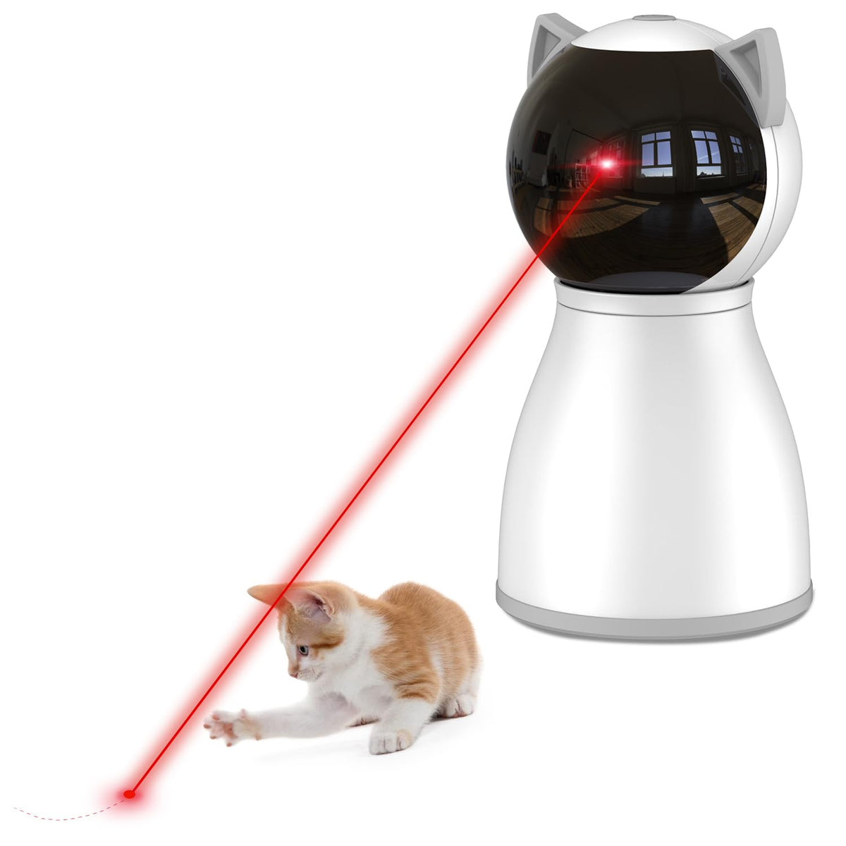 YVE LIFE laser cat toy front view with real random trajectory to engage indoor cats.