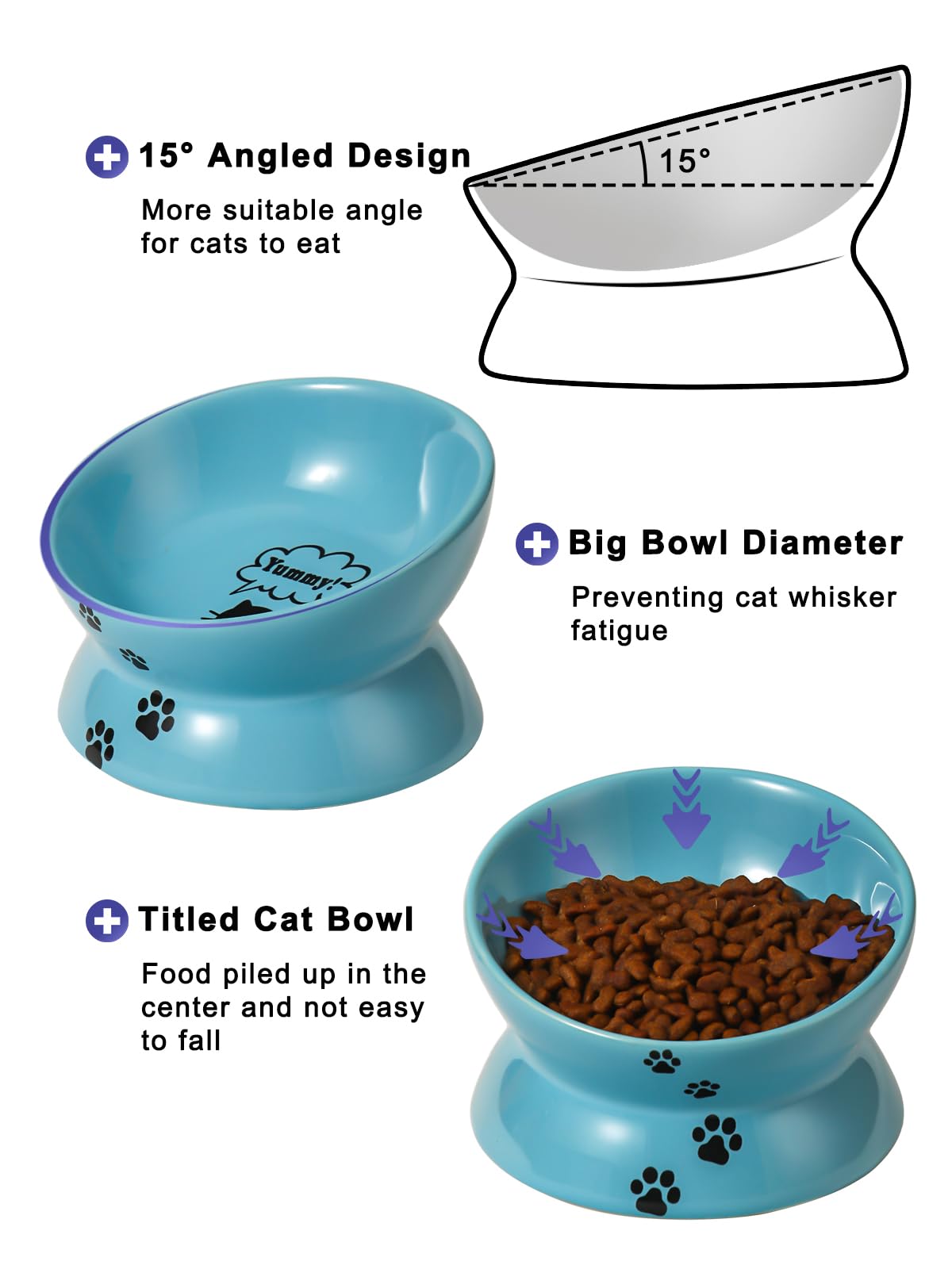 YYHY ceramic raised dish with tilt angle to center food for easy eating
