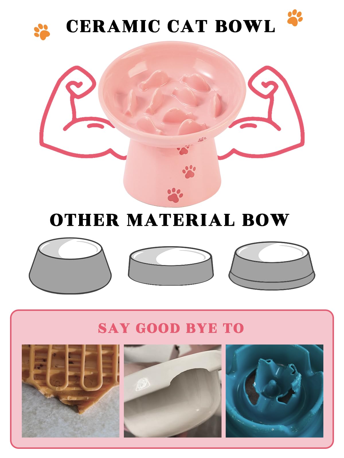 Y YHY shallow bowl reduces whisker interference and spills.