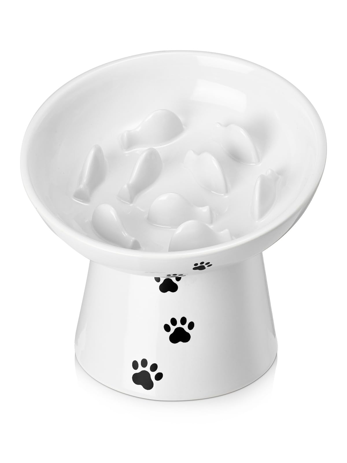 YYHY slow feeder bowl ceramic, front view, promotes measured eating and reduces swallowing speed.