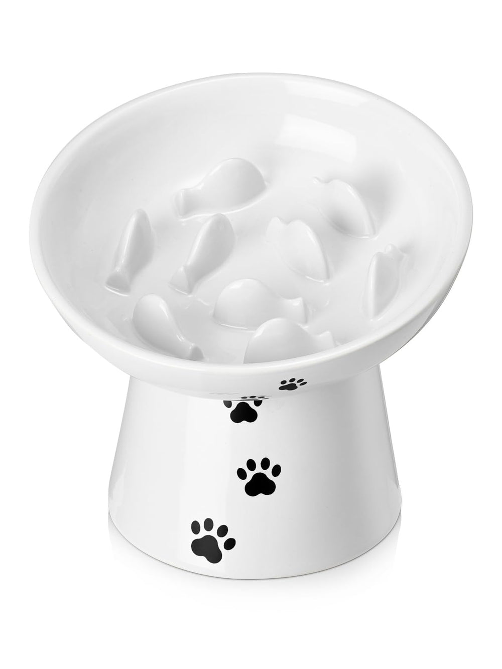 YYHY slow feeder bowl ceramic, front view, promotes measured eating and reduces swallowing speed.