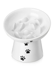 YYHY slow feeder bowl ceramic, front view, promotes measured eating and reduces swallowing speed.
