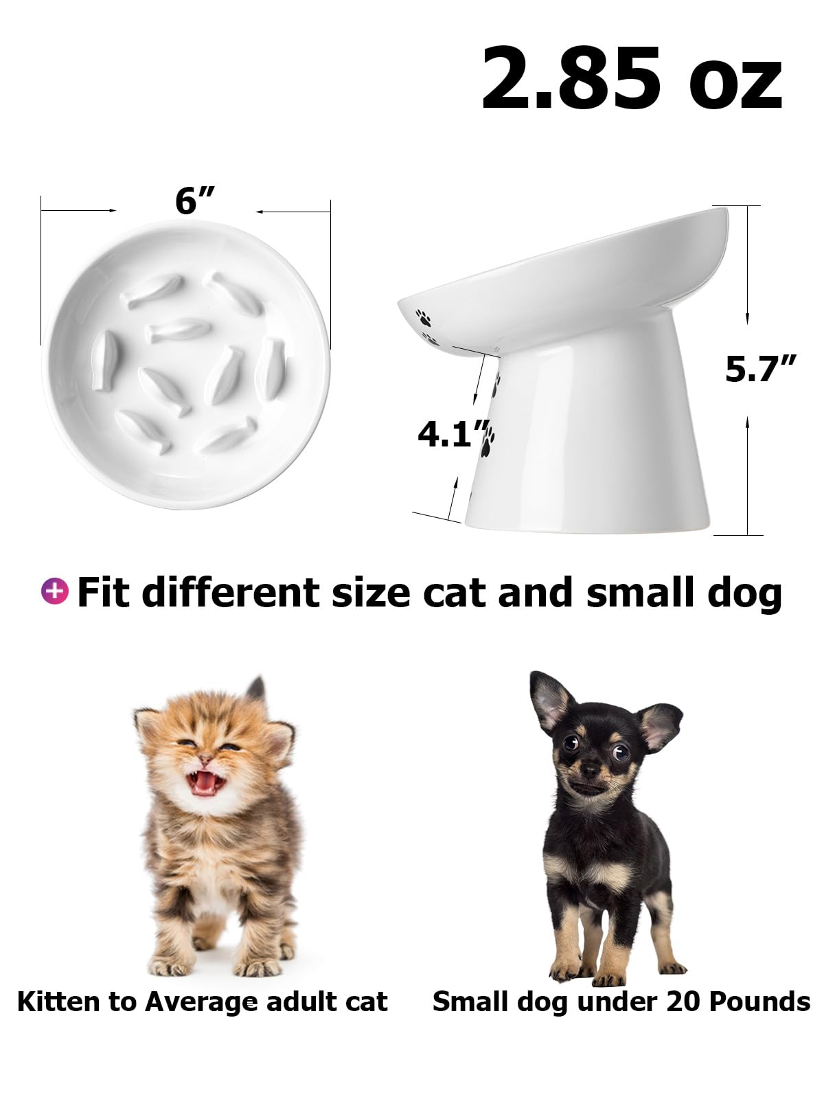 YYHY slow feeder bowl ceramic, top view, supports balanced meal pacing.