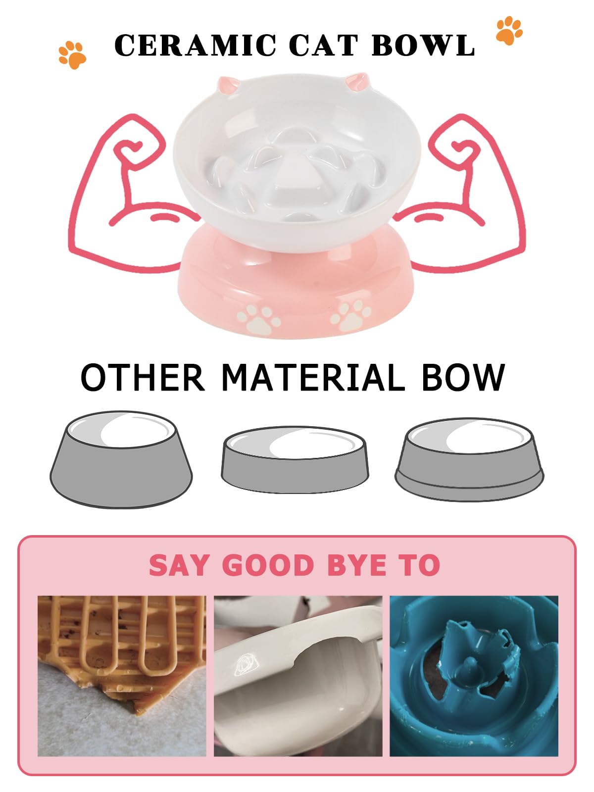 YYHY stable ceramic bowl with weighted base prevents sliding.
