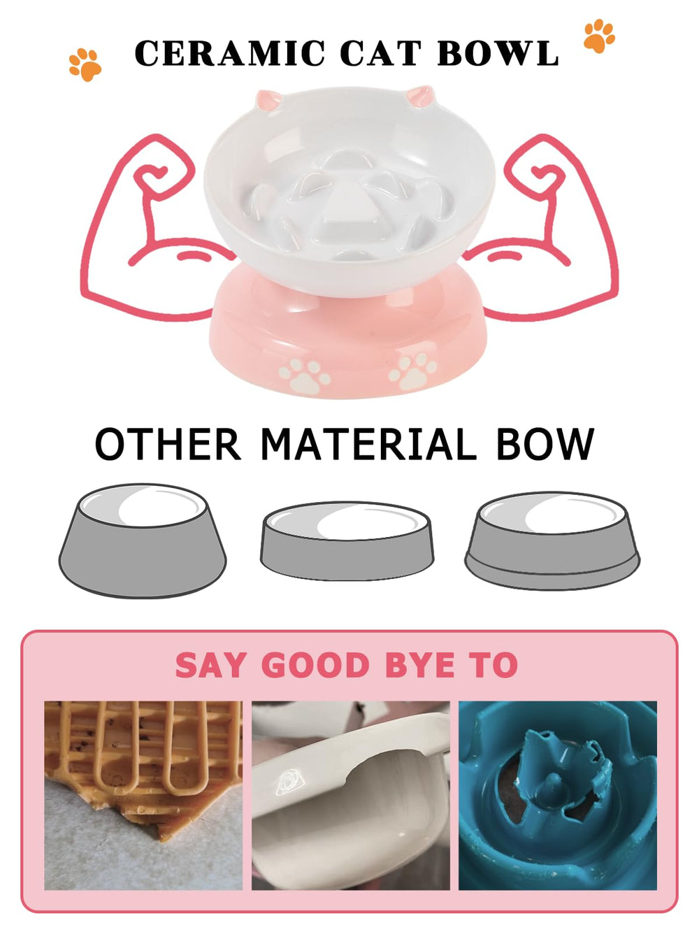 YYHY stable ceramic bowl with weighted base prevents sliding.