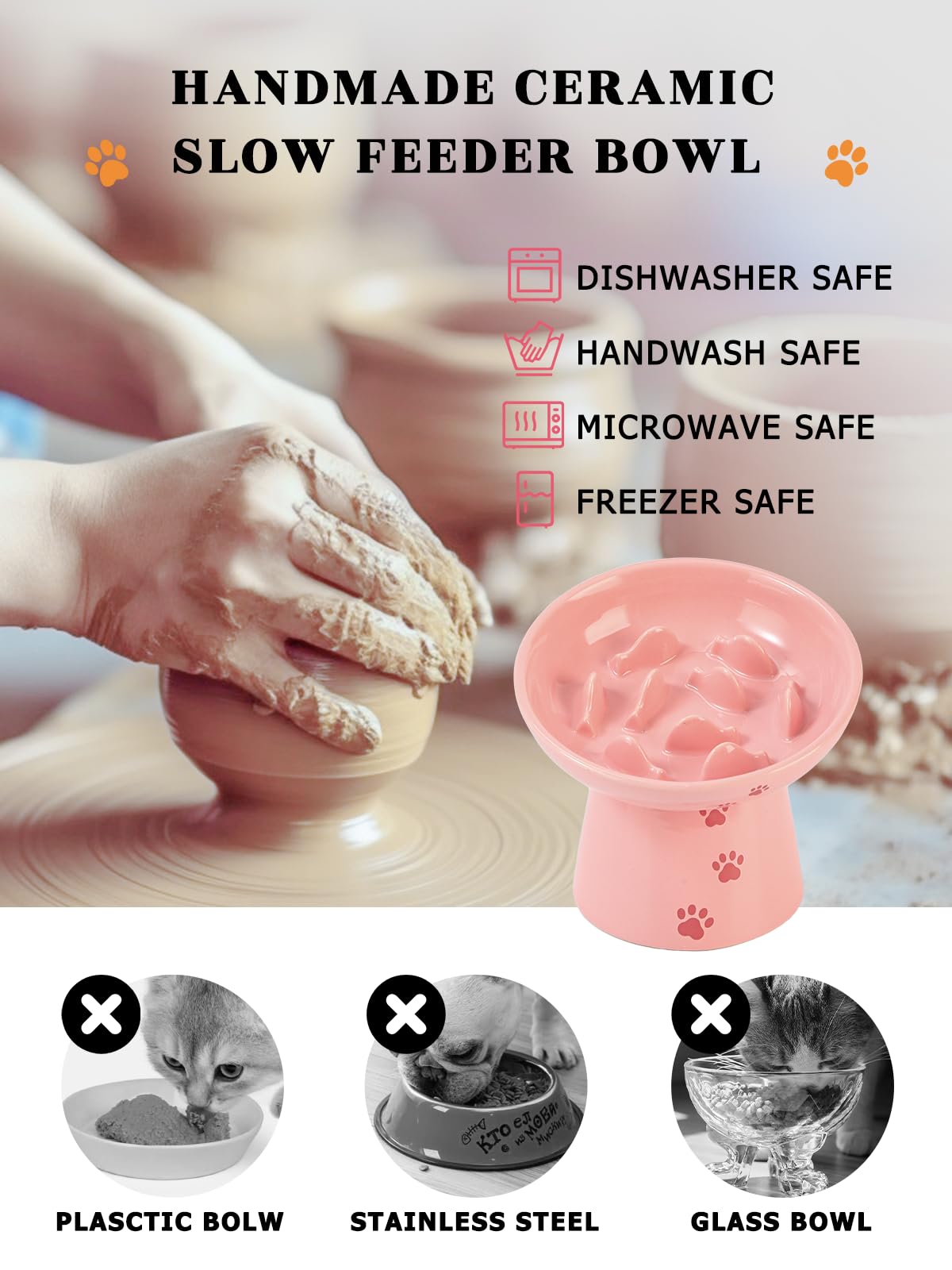 Y YHY ultra-stable one-piece ceramic base stays put during meals.