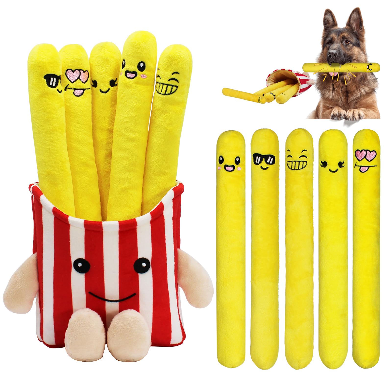 YZHDUXIU dog squeak toys fries carton storage, keeps toys organized after fun sessions