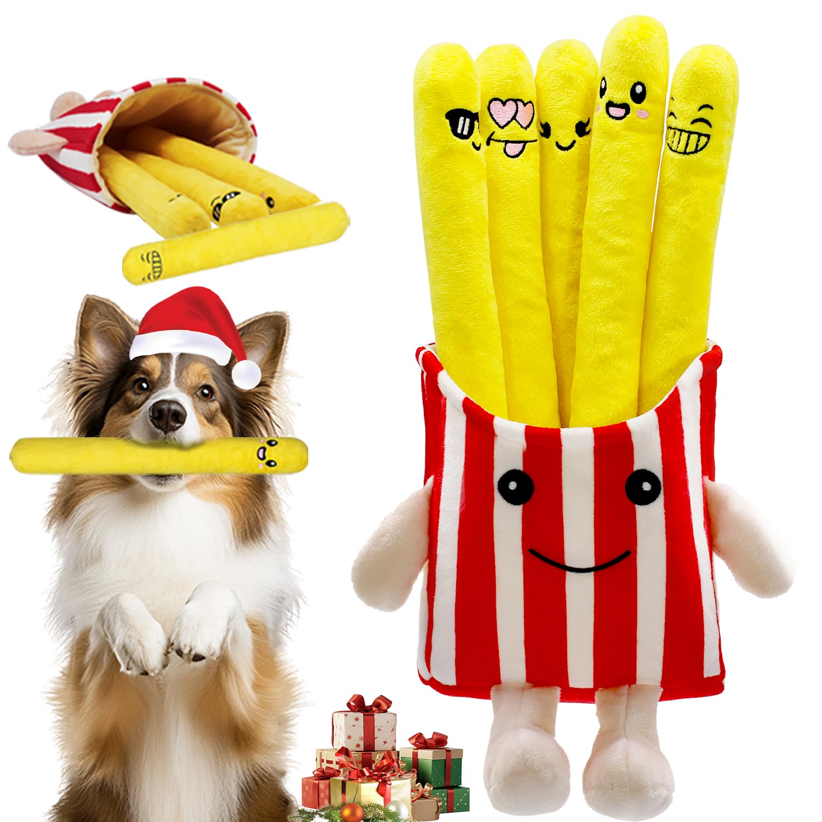 YZHDUXIU dog squeak toys fries pack packaging, ideal for holiday gifting and organized storage