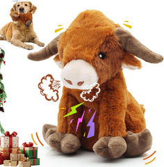 YZHDUXIU Highland Cow dog toy in plush fur for engaging play sessions.