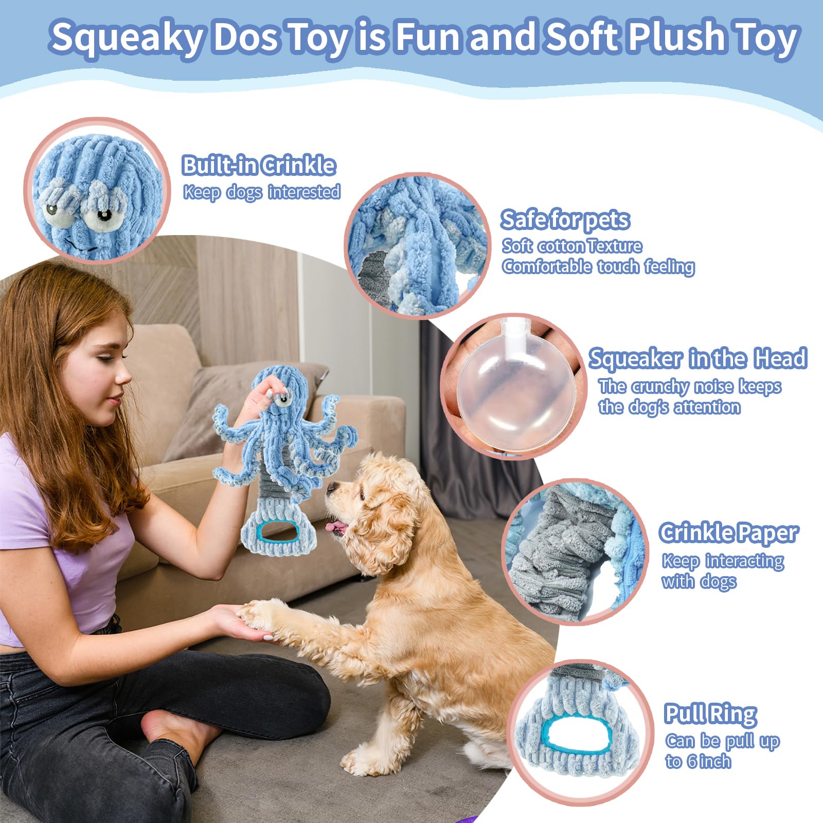YZHDUXIU octopus toy tug-of-war view supports bonding and exercise